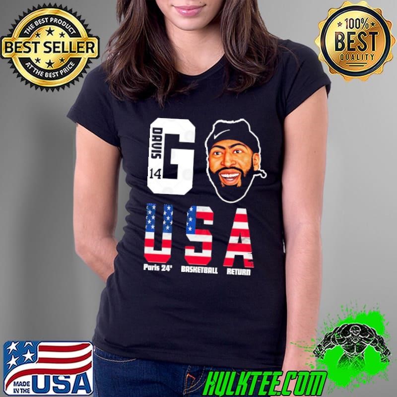 2024 Paris Olympics Anthony Davis 14 Go Team USA Basketball Cartoon T-Shirt