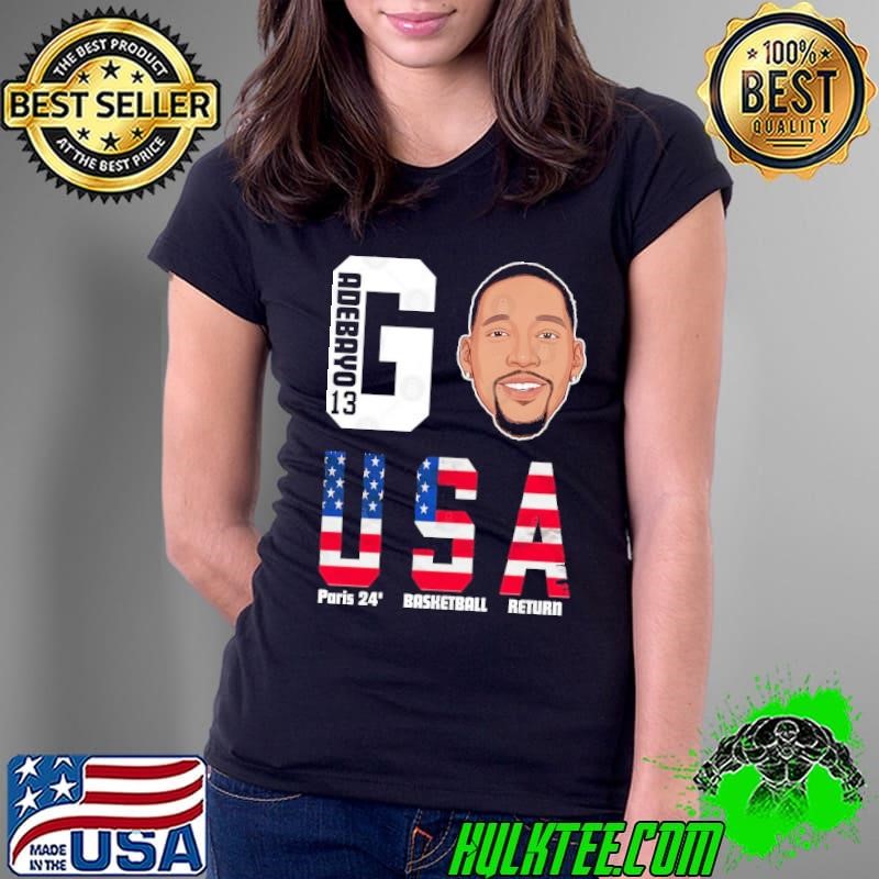 2024 Paris Olympics Bam Adebayo 13 Go Team USA Basketball Cartoon T-Shirt