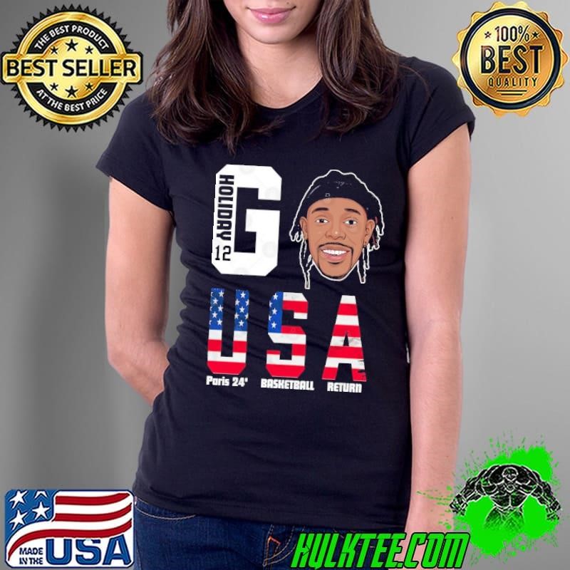 2024 Paris Olympics Jrue Holiday 12 Go Team USA Basketball Cartoon T-Shirt