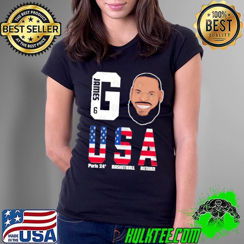 2024 Paris Olympics Lebron James 6 Go Team USA Basketball Cartoon T-Shirt