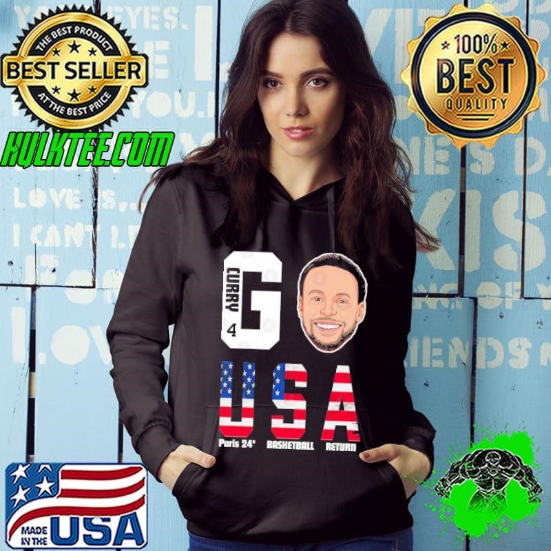 2024 Paris Olympics Steph Curry 4 Go Team USA Basketball Cartoon Hoodie