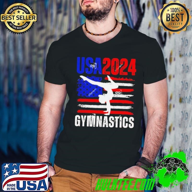 2024 USA American Flag Gymnastics Guys V Neck