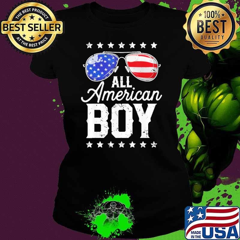 All American Boy 4Th Of July Usa Sunglasses Usa Flag Stars T-Shirt