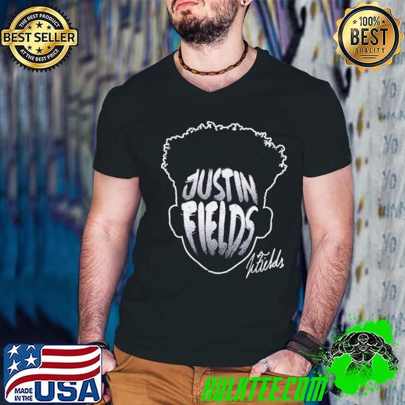American football quarterback justin fields player silhouette Guys V Neck