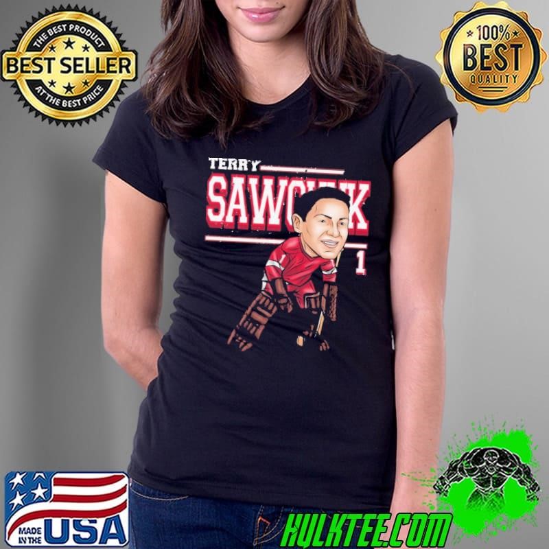 Canadian professional ice hockey goaltender terry sawchuk cartoon Ladies Tee