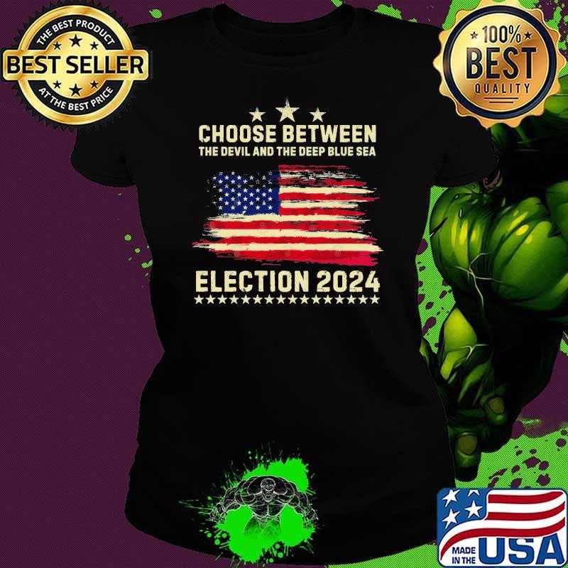Choose between the devil and the deep blue sea USA Flag T-Shirt