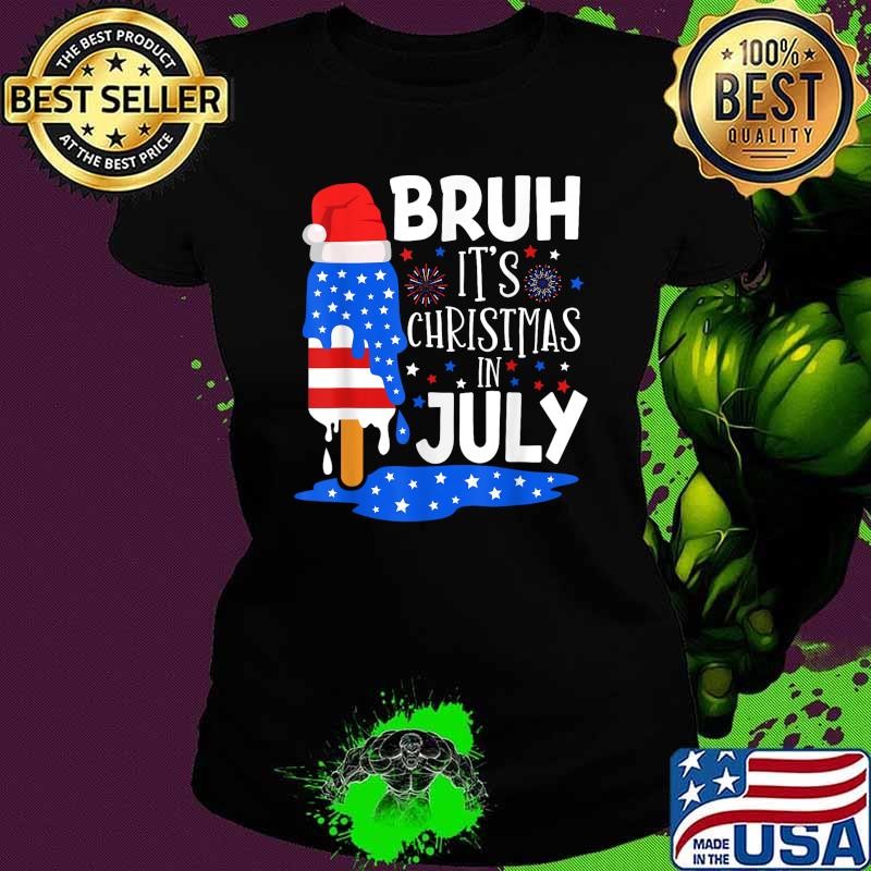 Christmas in July Bruh Ice Pops 4th of July American Flag T-Shirt
