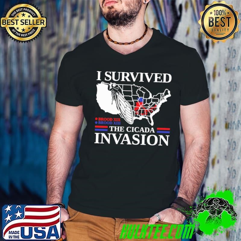 Cicada Map I Survived The Cicada Invasion 2024 Brood Xix Xii T-Shirt