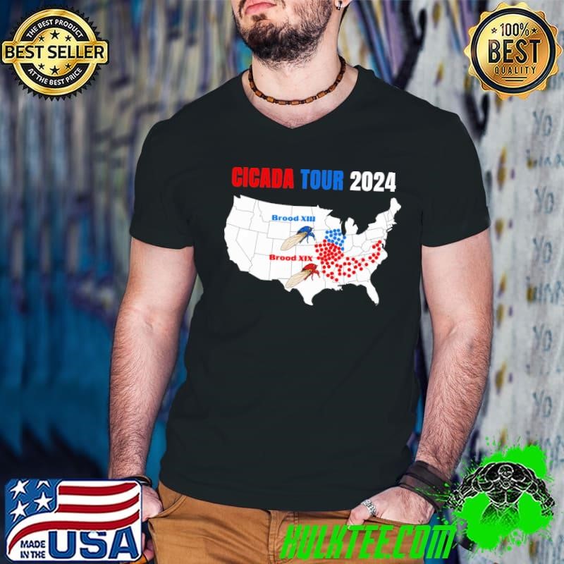 Cicada Tour 2024 Cicada American Map Brood Xii T-Shirt
