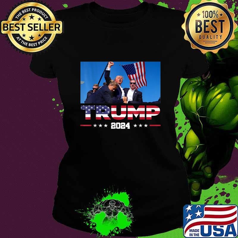 Donald Trump 2024 American Flag Vote Fist Pump T-Shirt