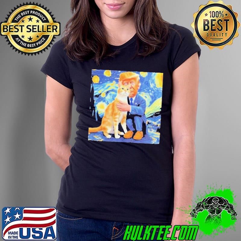 Donald Trump And Cat Art Ladies Tee