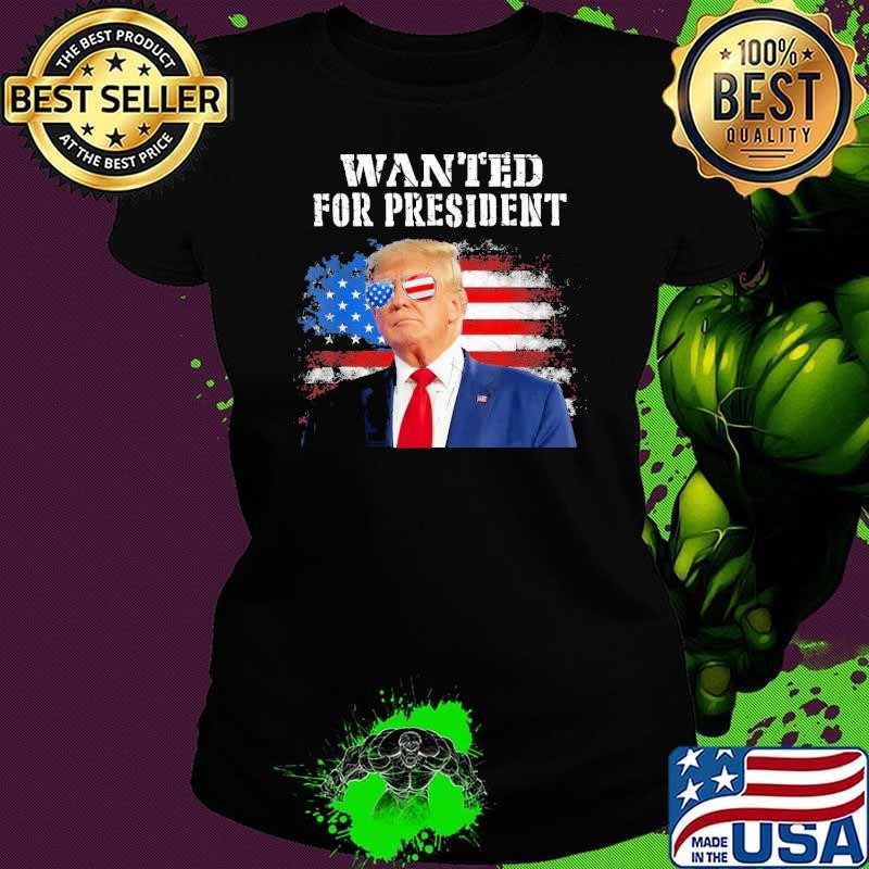 Donald Trump Mug Shot Wanted For U.S. President 2024 Usa Flag T-Shirt