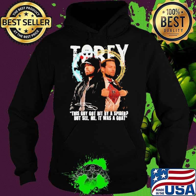 Eminem Tobey This Guy Got Bit By A Spider But It Was A Goat Signatures Hoodie