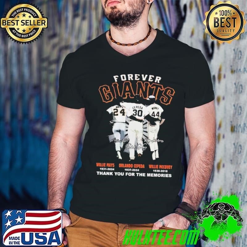 Forever Giants Willie Mays, Orlando Cepeda And Willie Mccovey Thank You For The Memories Signatures shirt