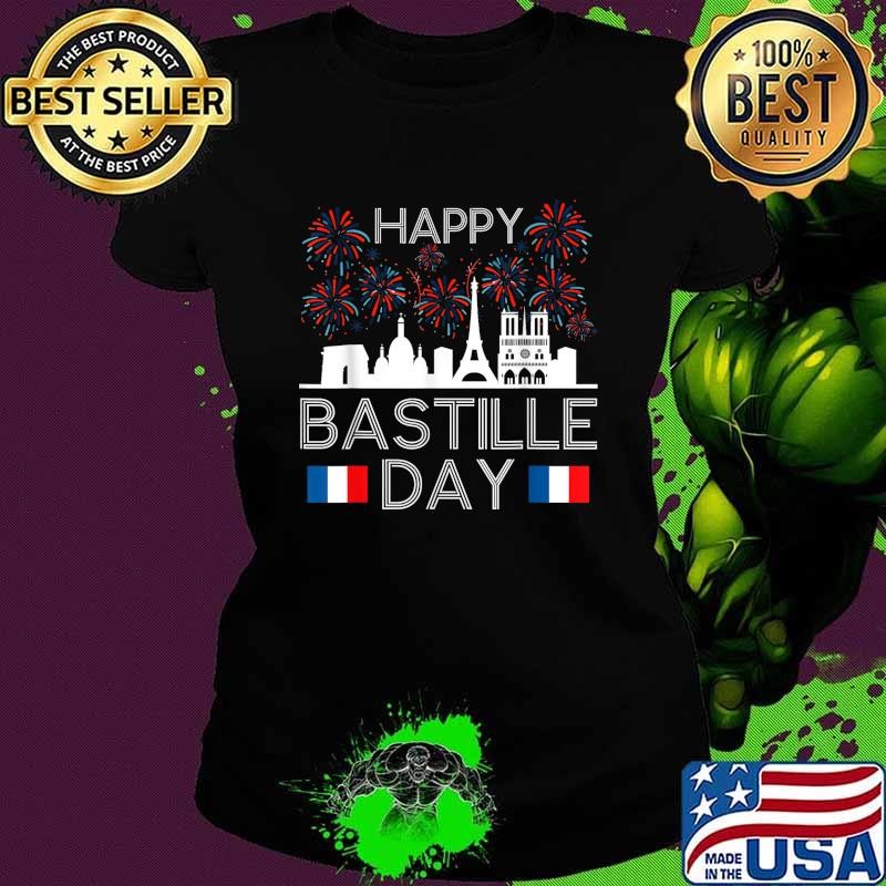 Happy Bastille Day France Paris French Flag Fireworks T-Shirt