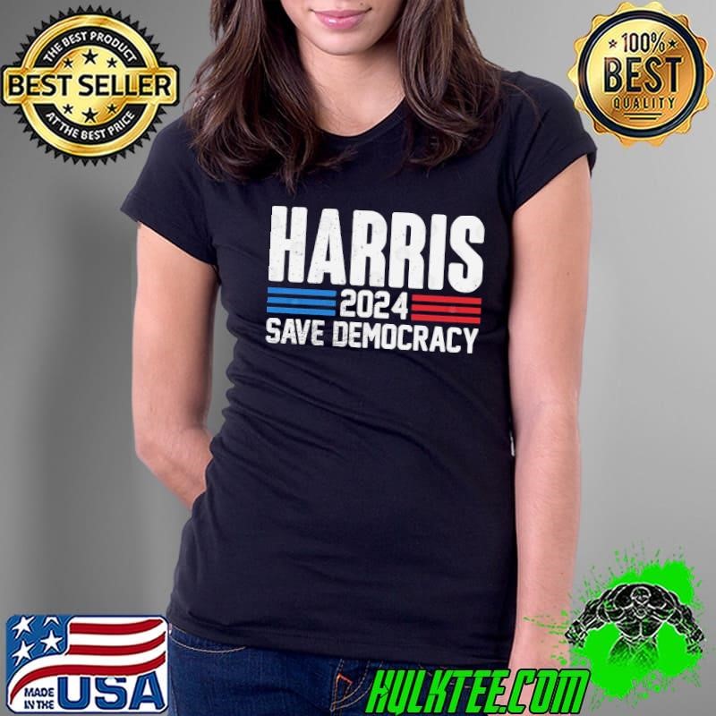 Harris save democracy 2024 red blue line election Ladies Tee