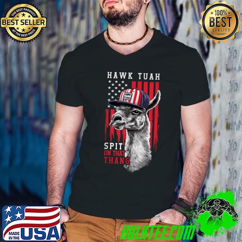 Hawk Tush Spit on that Thing Llama July 4th American Flag Guys V Neck