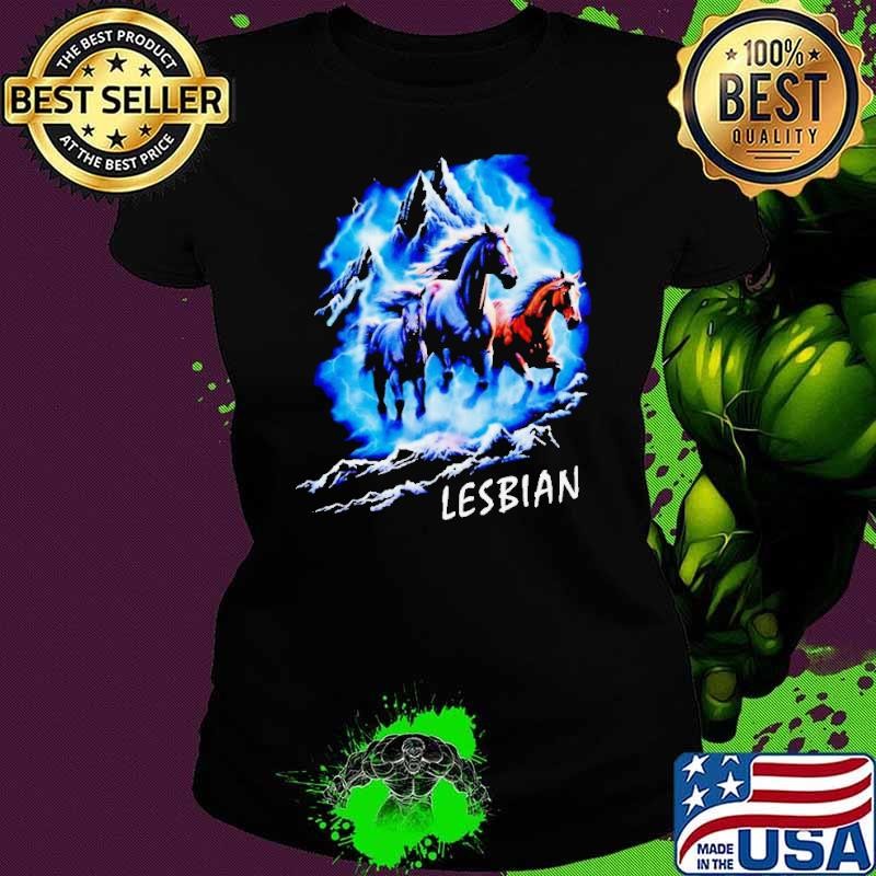 Horses running from lightning lesbian shirt