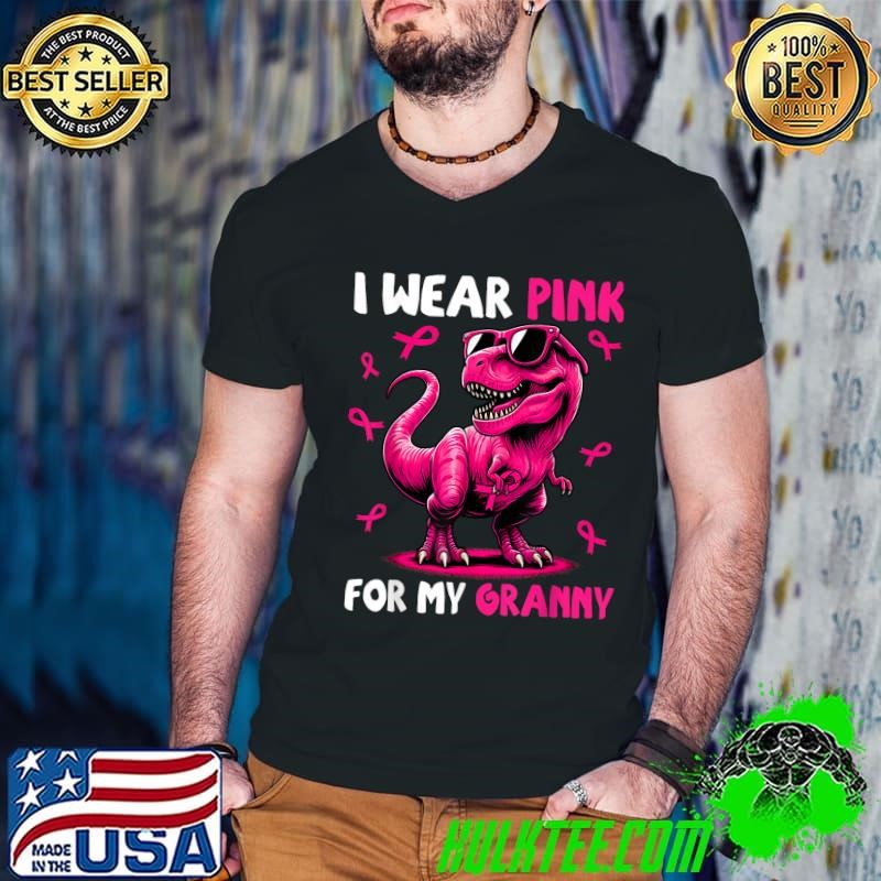 I Wear Pink For My Granny T-rex Dinosaur Breast Cancer Guys V Neck