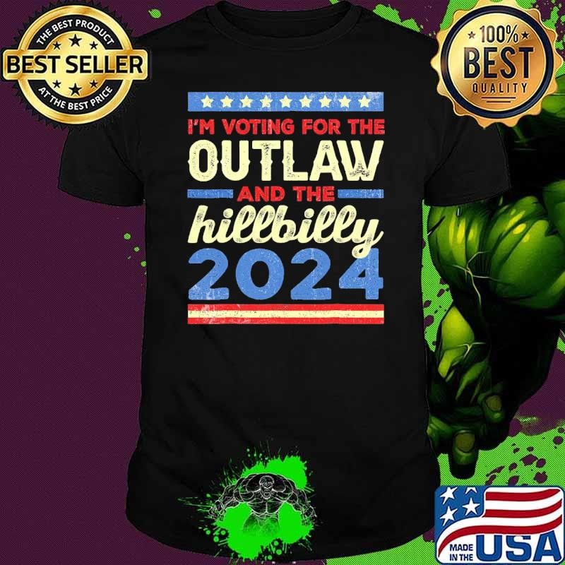 I'm voting for the outlaw and the hillbilly 2024 Trump Vance Retro T-Shirt