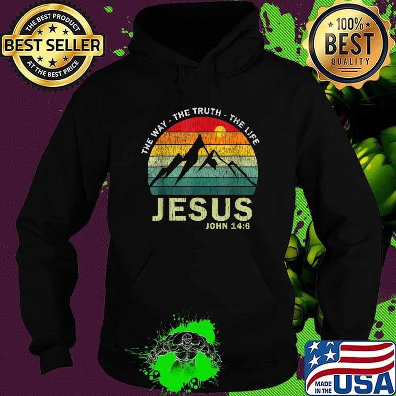 Jesus The Way The Truth The Life Women Kids Christian Worship Mountain Retro Hoodie