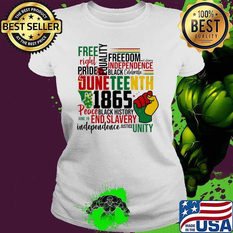 Juneteenth 2024 Celebrate Black Freedom 1865 History Month End Slavery Ladies tee