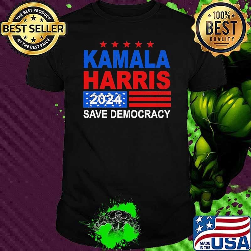 Kamala Harris 2024 Save Democratic Red Stars USa Flag Vote T-Shirt