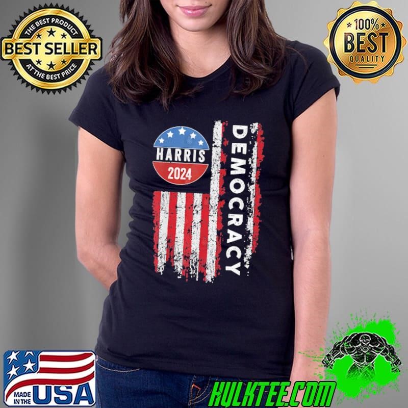 Kamala Harris 2024 US Flag Democratic President Ladies Tee