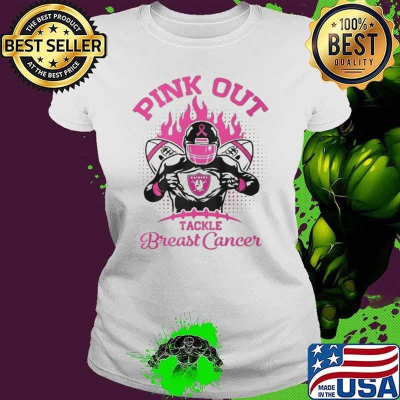 Las Vegas Raiders Football Pink Out Tackle Breast Cancer Fan Ladies tee