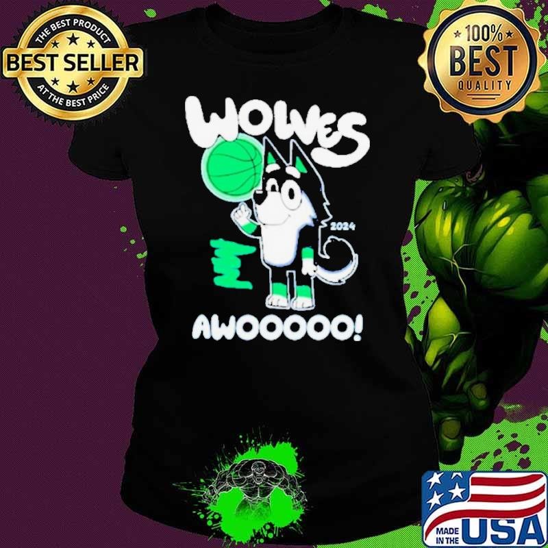 Minnesota Timberwolves Bluey Wolves Awooooo 2024 Ladies tee