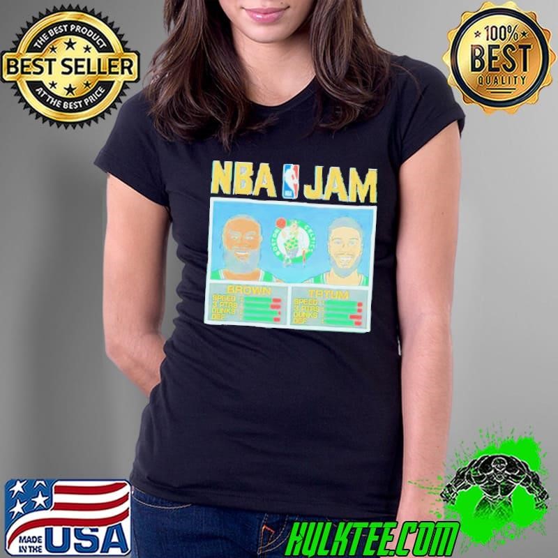 NBA Jam Jaylen Brown Jayson Tatum Boston Celtics Ladies Tee NBA Jam Jaylen Brown Jayson Tatum Boston Celtics Ladies Tee