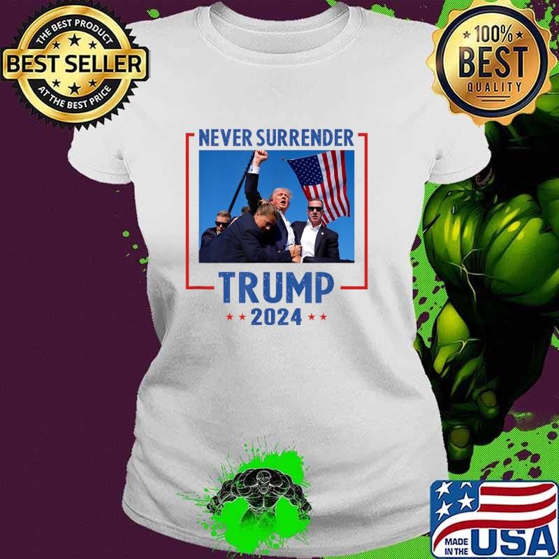 Never Surrender Trump 2024 Election 2024 american flag red stars T-Shirt