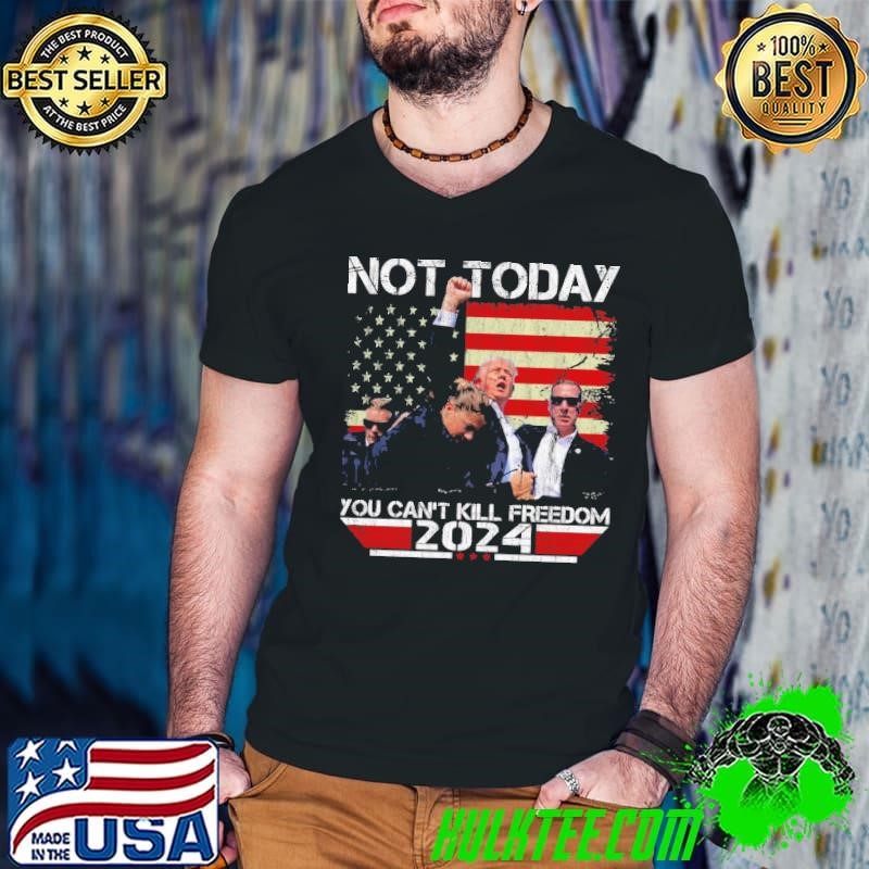 Not Today You Can't Kill Freedom Stronger President Trump 2024 Vintage Guys V Neck