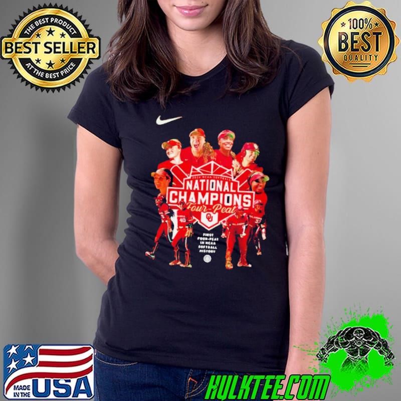Oklahoma Snooners National Champions Four-Peat in NCAA Softball history Ladies Tee