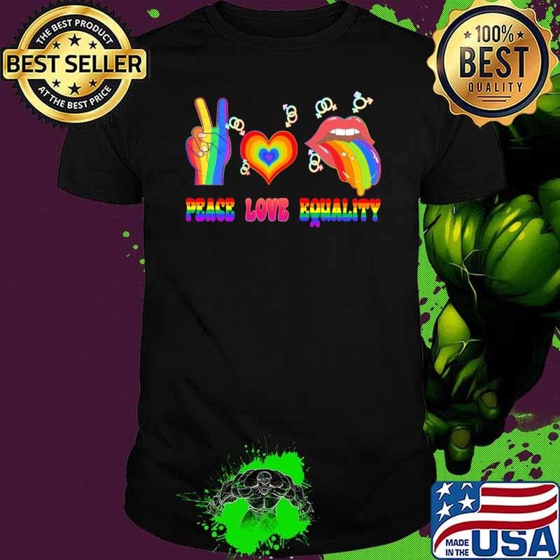 Peace Love Equality High Hand Heart Lip Flag LGBT Gay Pride Unisex