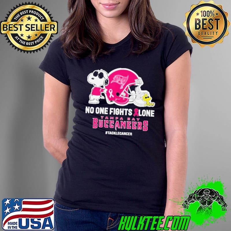 Peanuts Snoopy And Woodstock No One Fights Alone Tampa Bay Buccaneers #Tackecancer Shirt