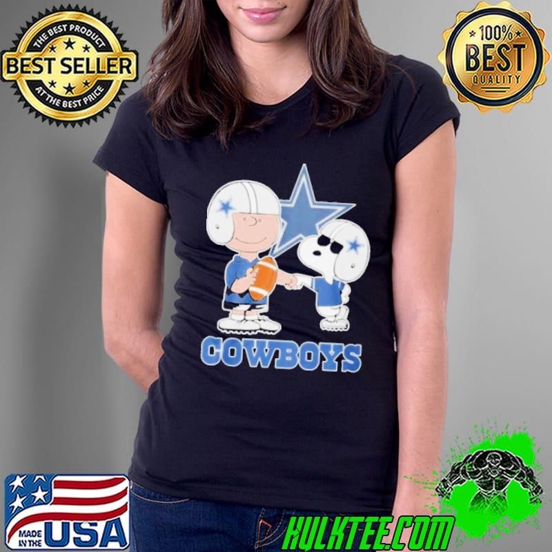 Peanuts Snoopy Fist Bump Charlie Brown Dallas Cowboys Ladies Tee