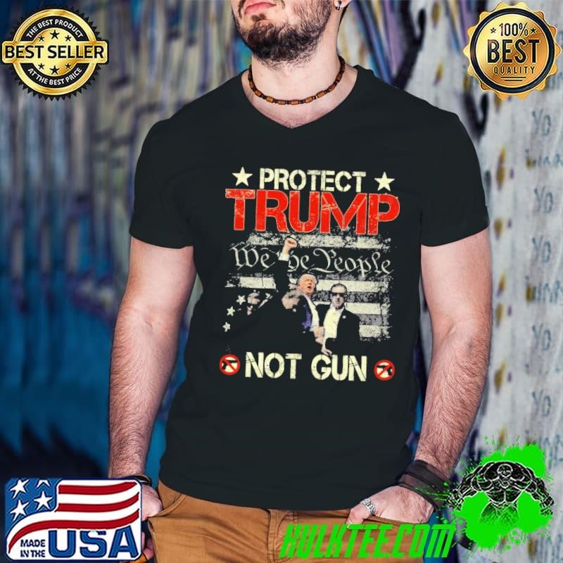 Protect Trump we the people not gun usa flag vintage trump 2024 T-Shirt