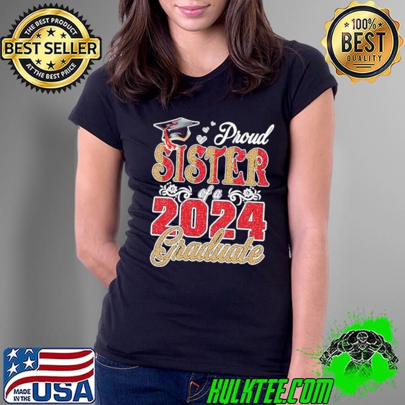 Proud Sister Of A Class Of 2024 Graduate Senior Sister Leopard T-Shirt