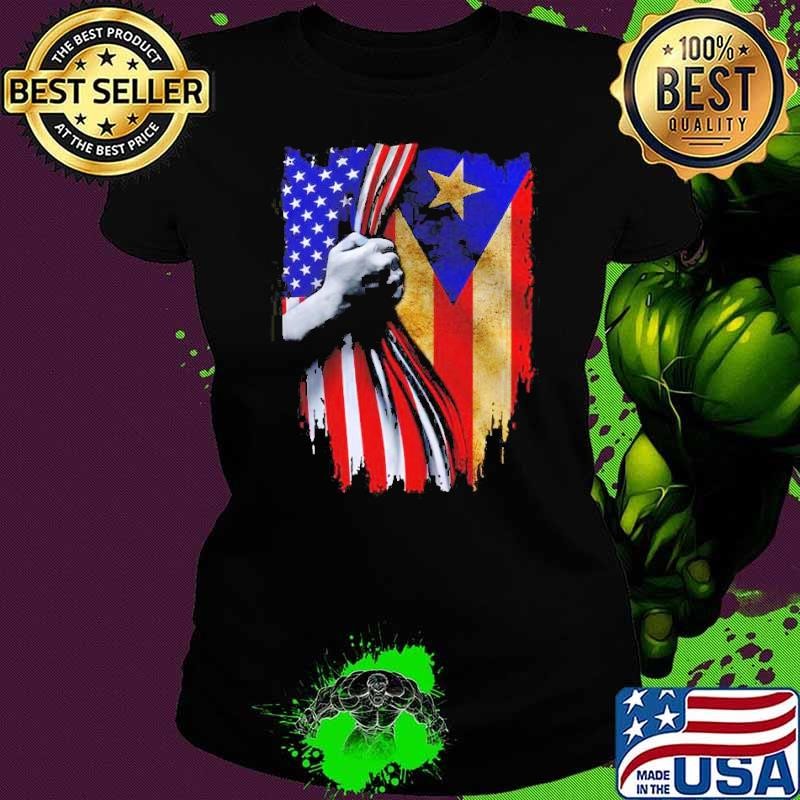 Puerto Rico Flag And American Flag Shirt