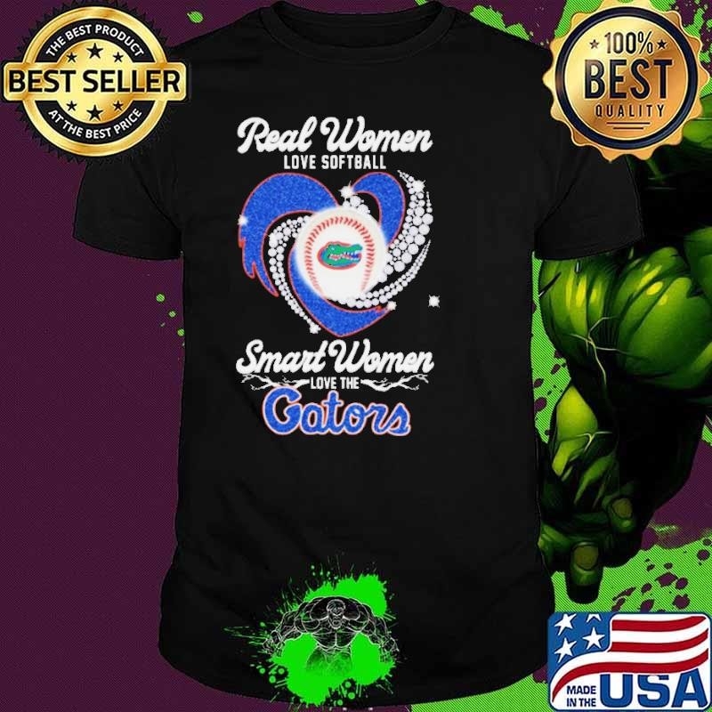 Real Women Love Softball Smart Women Love The Florida Gators 2024 Diamond Heart shirt