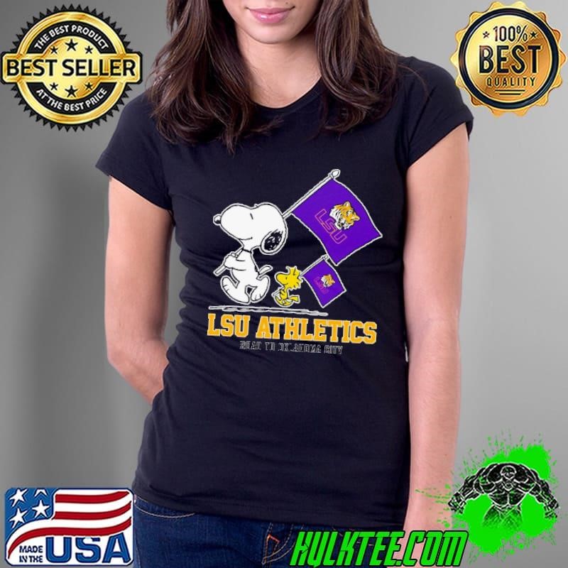Snoopy LSU Athletics Road To Oklahoma City flag shirt