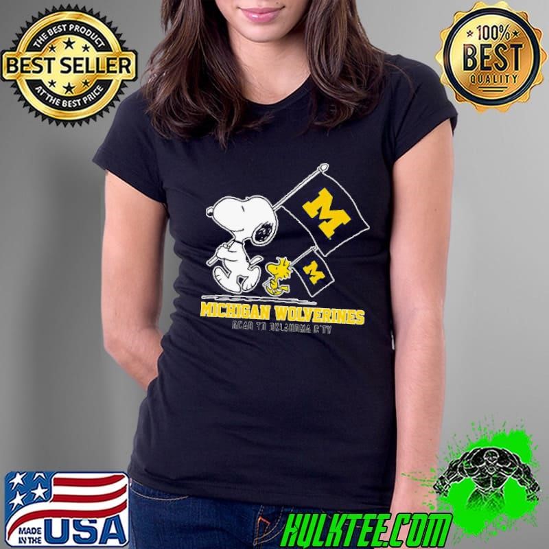 Snoopy Michigan Wolverines Road To Oklahoma City flag shirt