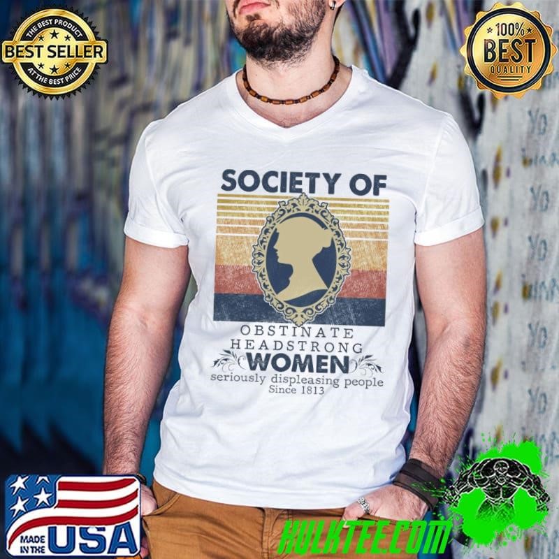 Society Of Obstinate Headstrong Women Jane Austen Essential Retro Guys V Neck