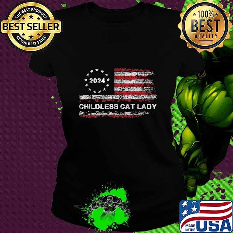 The Childless Cat Lady 2024 For President US Flag Vintage Ladies tee