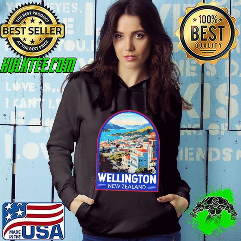 Top Wellington New Zealand Travel Art Emblem Hoodie
