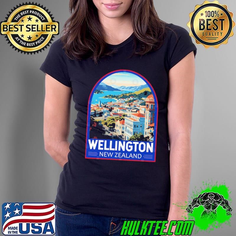 Top Wellington New Zealand Travel Art Emblem Ladies Tee