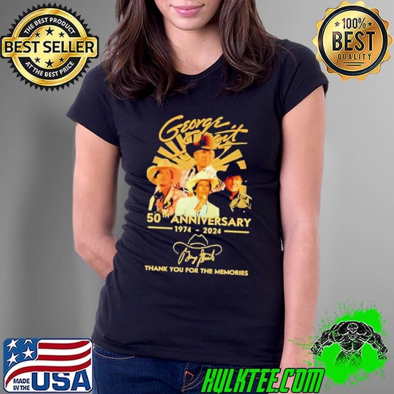 Tour 2024 George Strait 50th Anniversary 1974-2024 Thank You For The Memories Signatures Ladies Tee