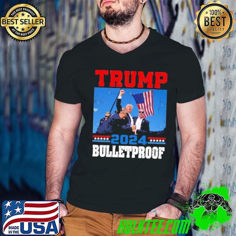 Trump 2024 Bulletproof Stars Red Blue Line Election T-Shirt
