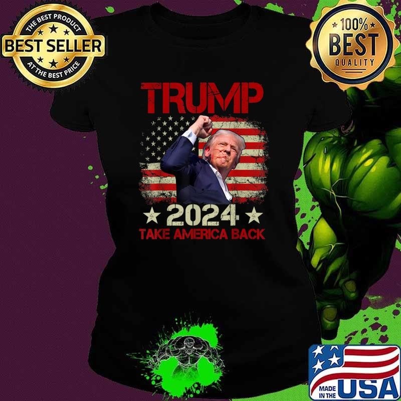 Trump 2024 Take America Back USa Flag Election Stars Ladies tee
